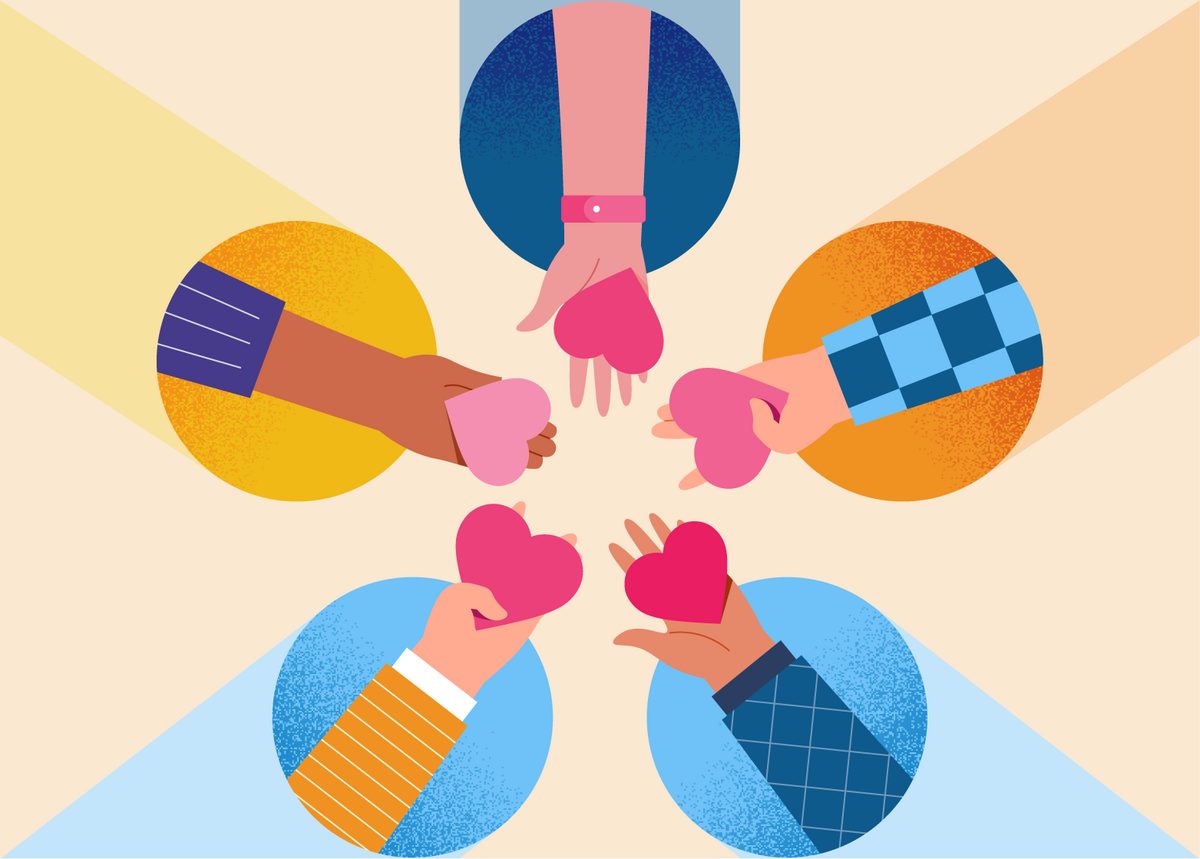 a group of people holding hands in a circle