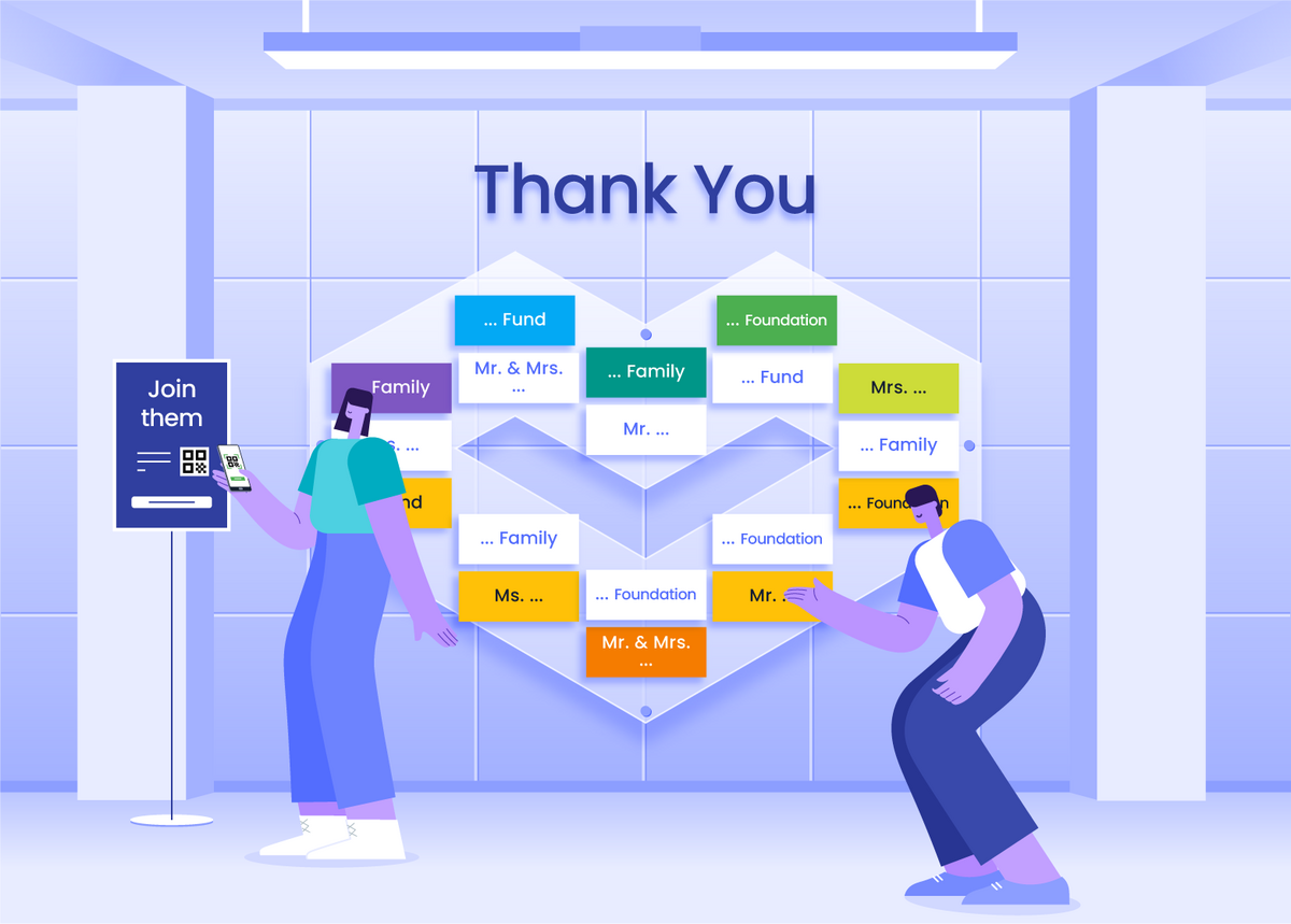 a heart shaped diagram with the words donor recognition wall ideas